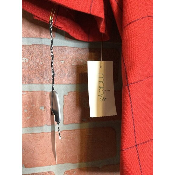 VTG Kasper A.S.L Petite Red Double-Breasted Womens Blazer Jacket Size 2 Checkere - Picture 7 of 12